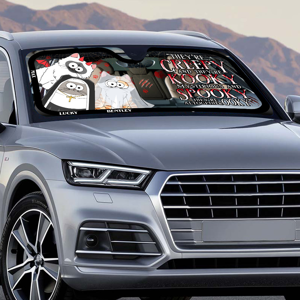 They're Creepy and They're Kooky - Personalized Cat Car Sunshade