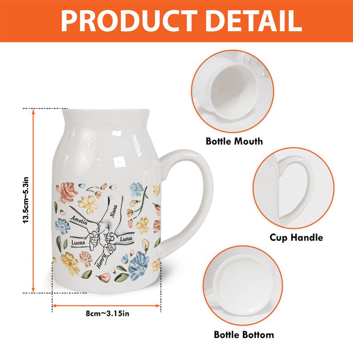 Keramikvase „Mutter hält Hände“ (beidseitig bedruckt)