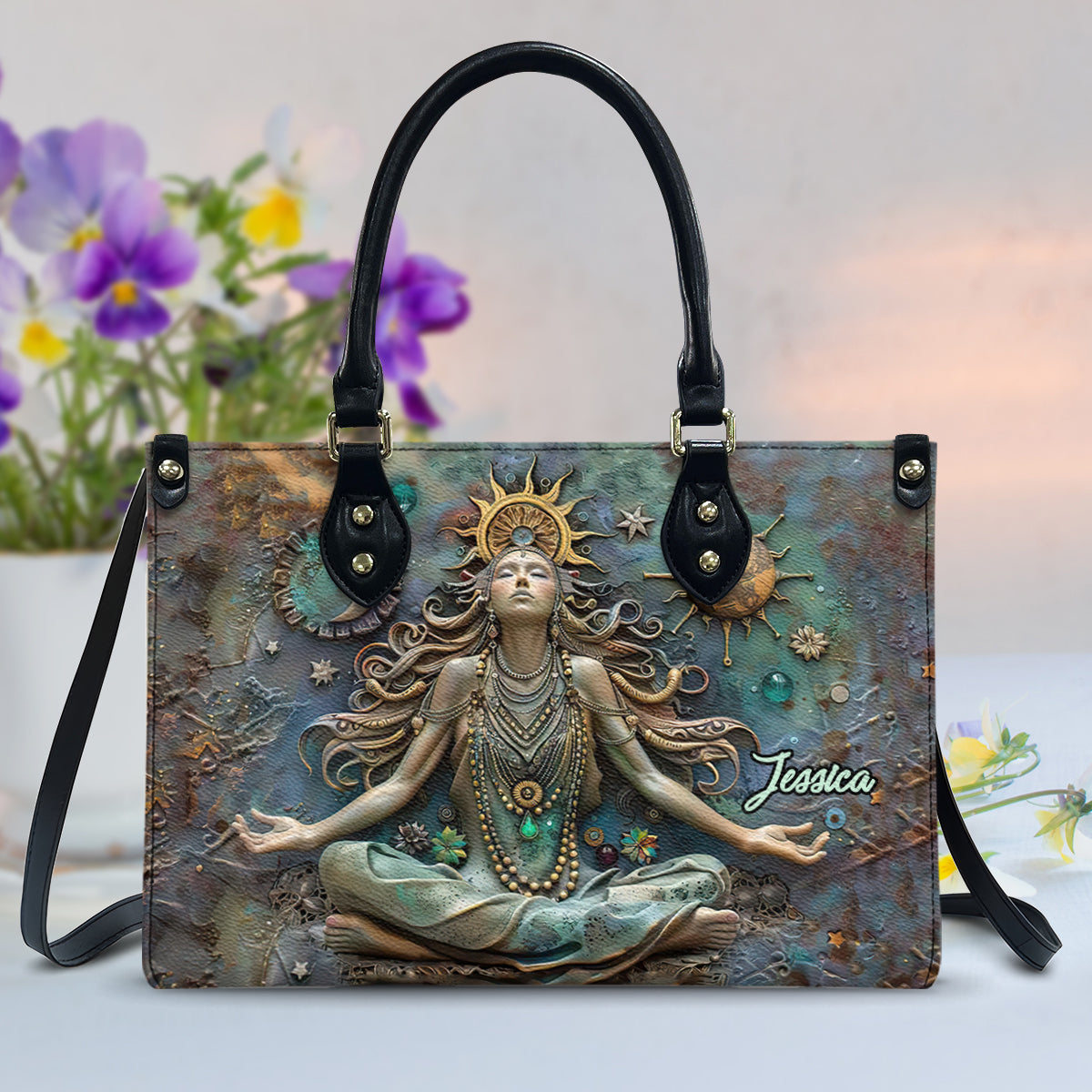Verliere den Verstand, finde deine Seele – Personalisierte Yoga-Lederhandtasche