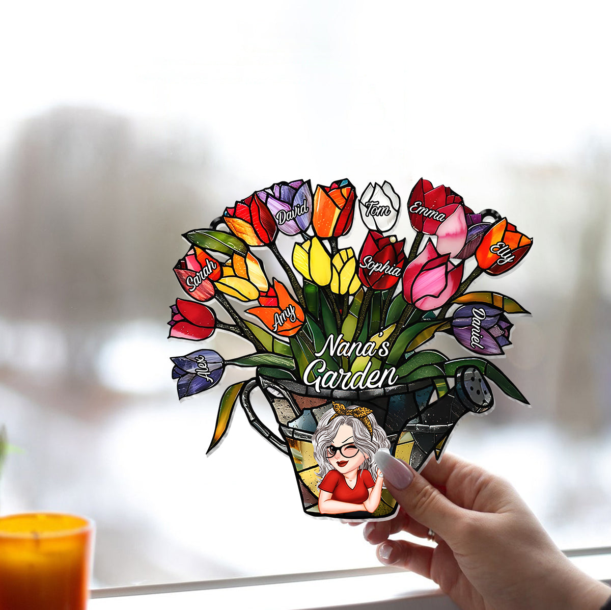 Omas Garten – Personalisierter Oma-Fensterhänger-Sonnenfänger 
