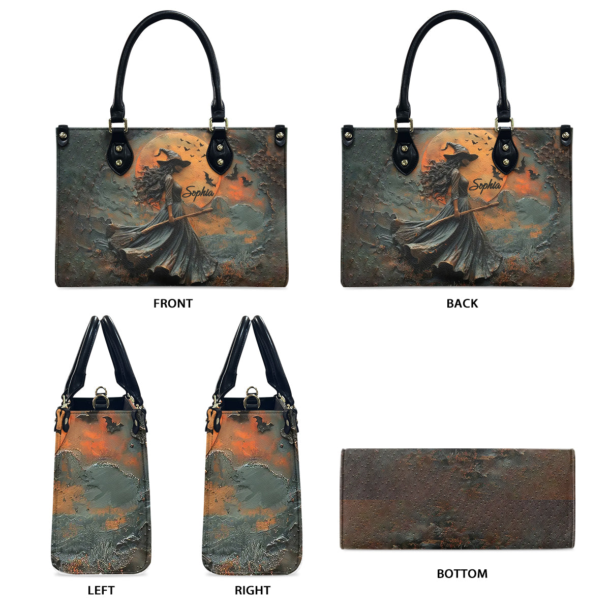 Wunderschöne Hexe – personalisierte Hexen-Lederhandtasche