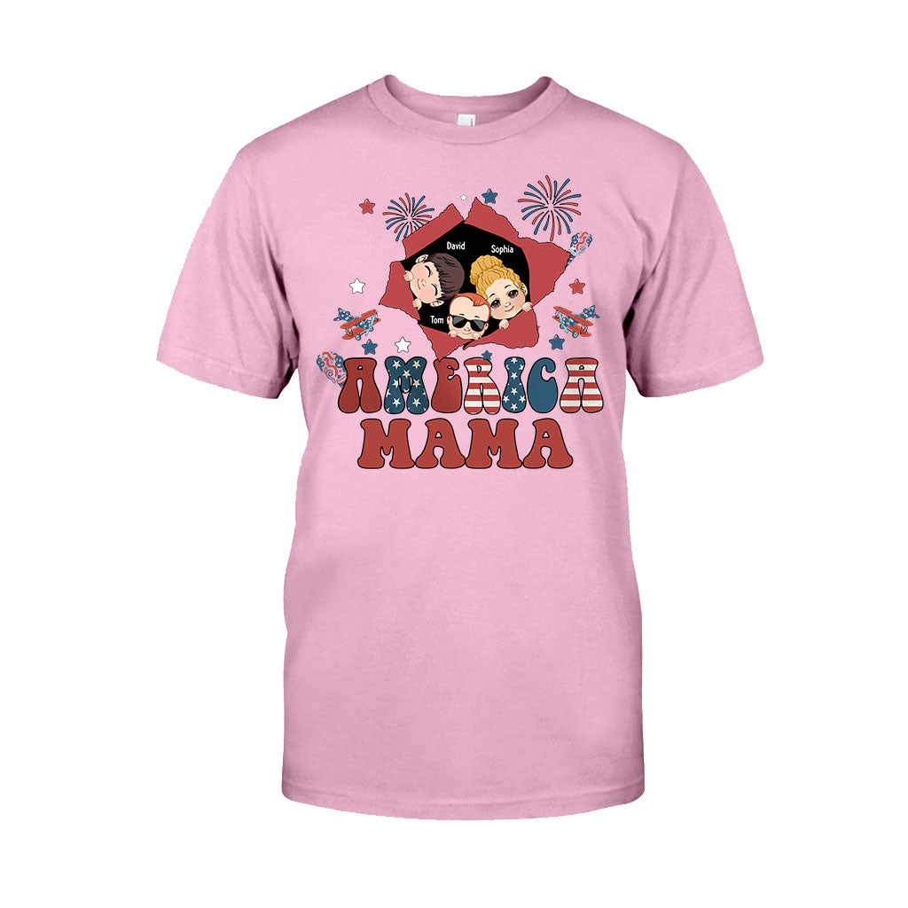 Amerikanische Mama – Beliebiger Titel, Vintage-Retro-Stil – Personalisiertes Mutter-T-Shirt und Hoodie