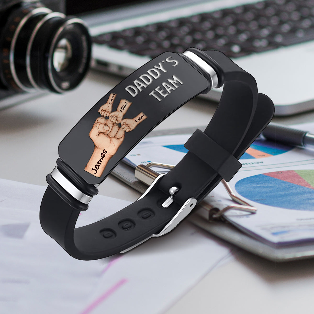 Daddy's Team – Personalisiertes Armband für Väter mit Gravur