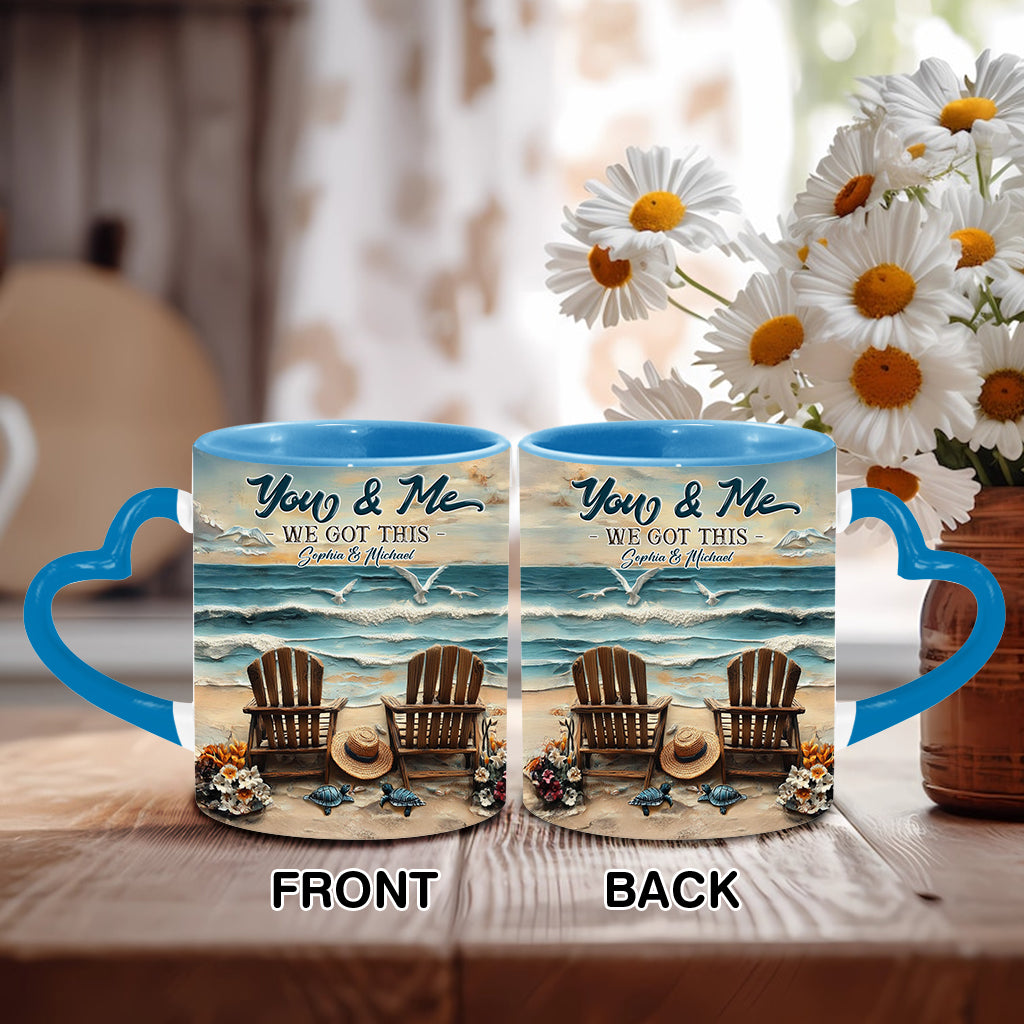 And So Together They Built A Life They Loved - Personalized Couple Heart Handle Mug
