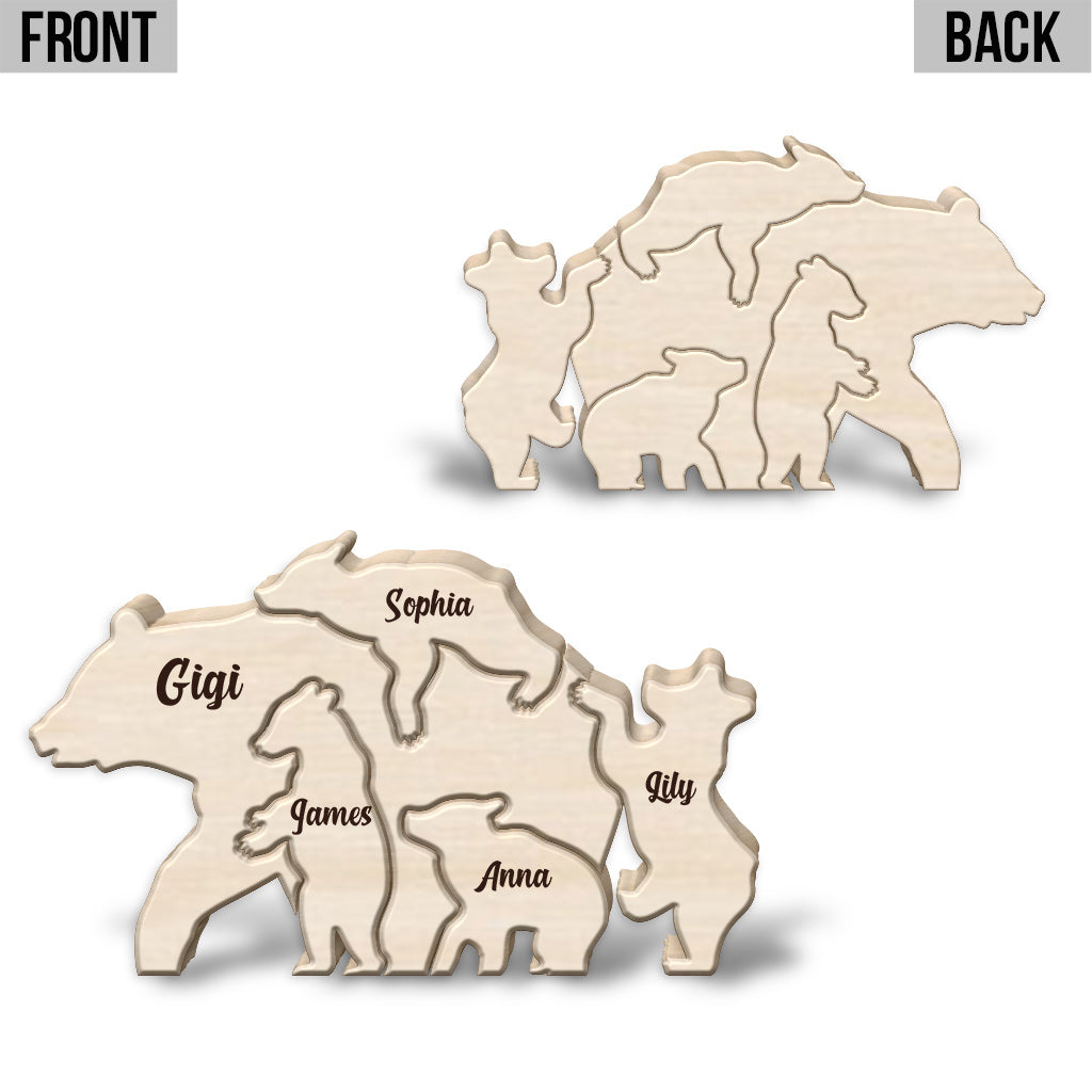 Mama Bär – Personalisiertes Holzpuzzle in Mutterform