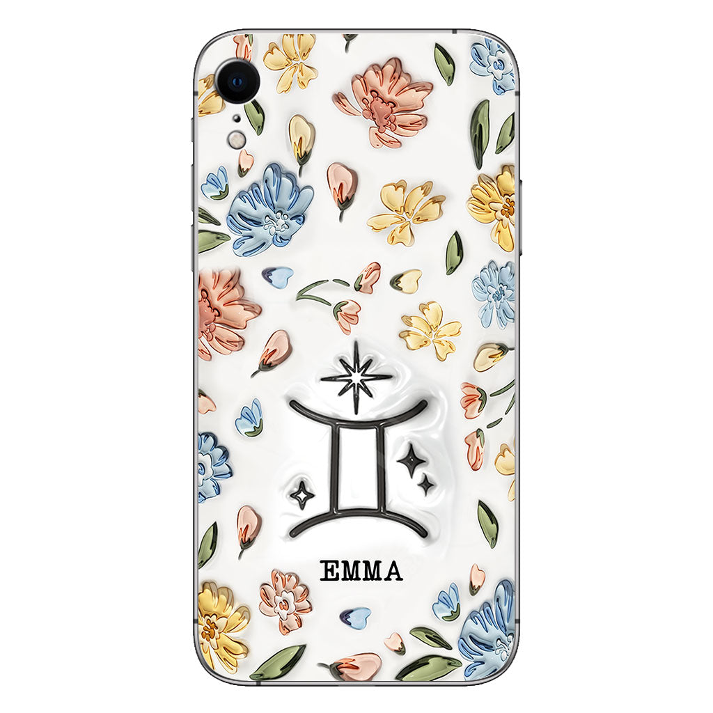 Blumenmuster Sternzeichen - Personalisierte Horoskop-Handyhülle