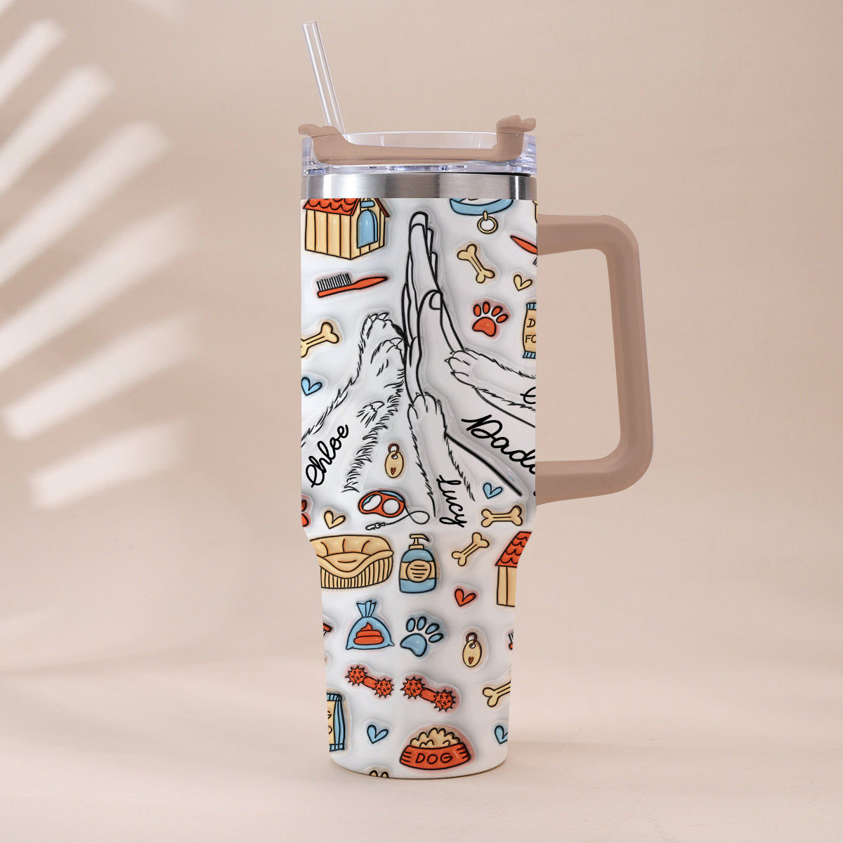 Best Dog Dad Ever - Personalized Father Tumbler With Handle