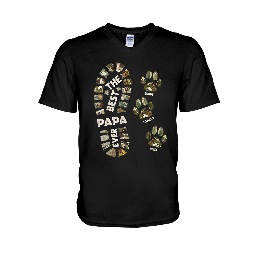 Papa-Pfotenabdrücke – Personalisiertes Vater-T-Shirt und Hoodie