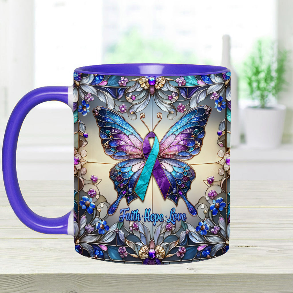 Glaube, Hoffnung, Liebe – Personalisierte Tasse mit Akzent zur Suizidprävention