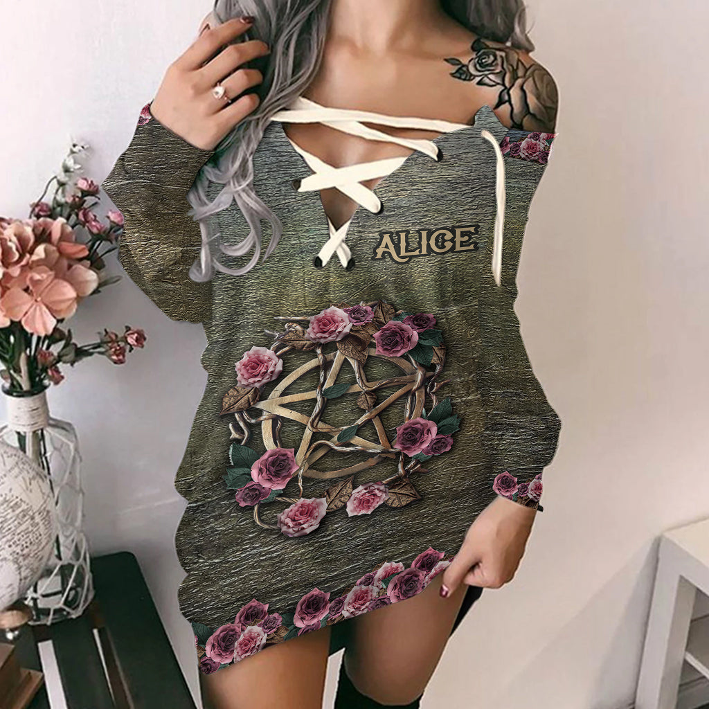 Mystical Witch Ancient Roses - Personalized Witch Off Shoulder Long Sleeve Dress