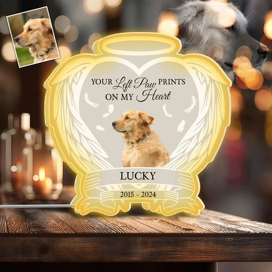 Du hast Pfotenabdrücke in meinem Herzen hinterlassen – Personalisierter Hundefoto-Leuchtkasten