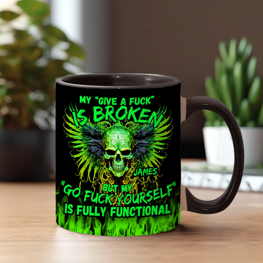 Meine "Scheiß drauf"-Tasse ist kaputt, aber meine "Leck mich am Arsch"-Tasse funktioniert einwandfrei – personalisierte Tasse mit Totenkopf-Akzent