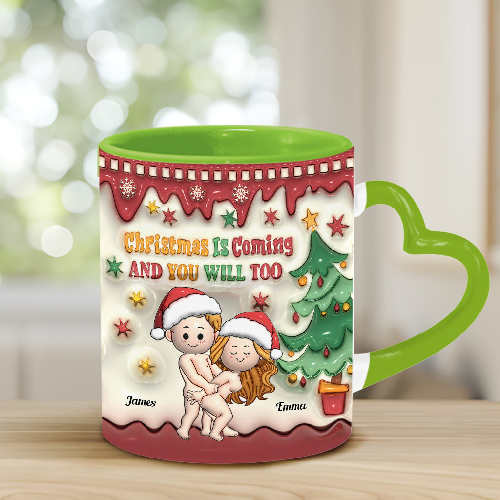 Weihnachten naht – Personalisierte Tasse mit Herzgriff für Paare
