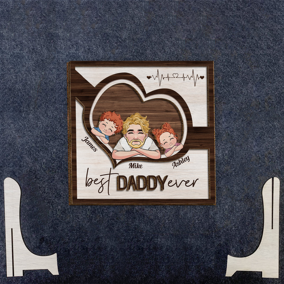 Bester Papa aller Zeiten – Personalisiertes 2-lagiges Holzschild „Vater“ / Holzplakette