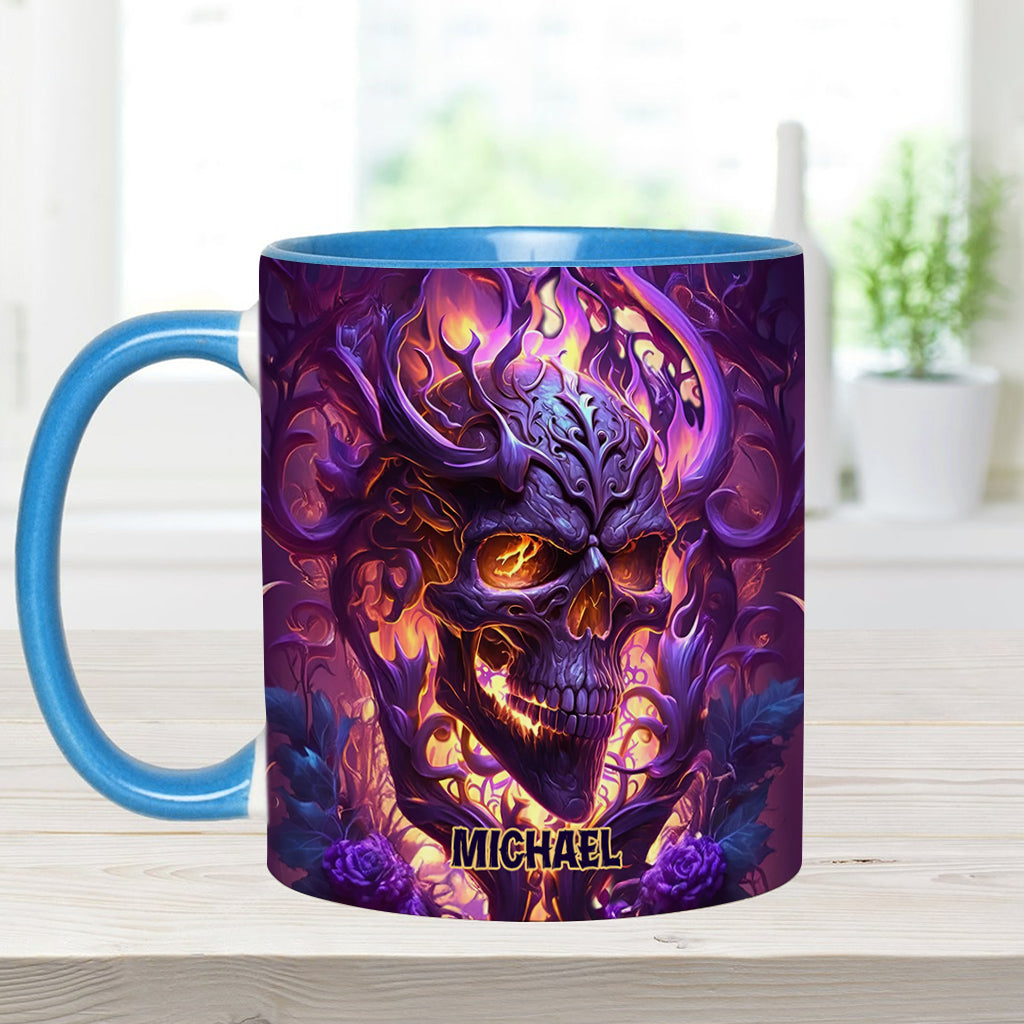 Feuer und Wut – Personalisierte Tasse mit Totenkopf-Akzent