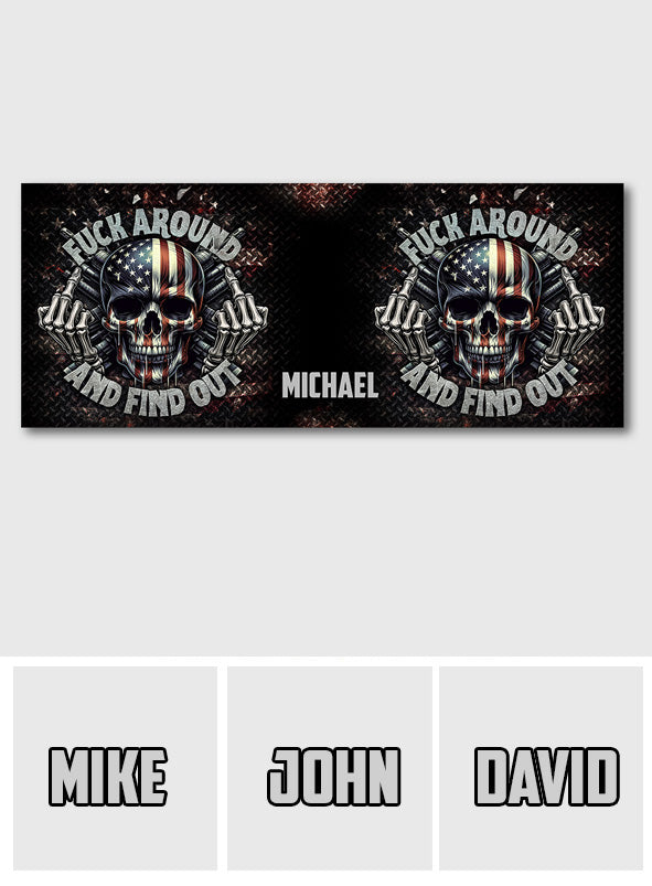 Amerikanische Flagge mit Skelettmotiv – Personalisierter Totenkopf-LKW-Heckklappenaufkleber