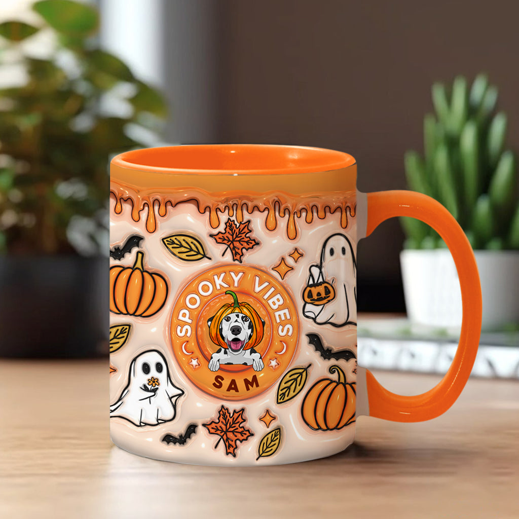 Spooky Vibes Ghost Fall - Personalized Dog Accent Mug