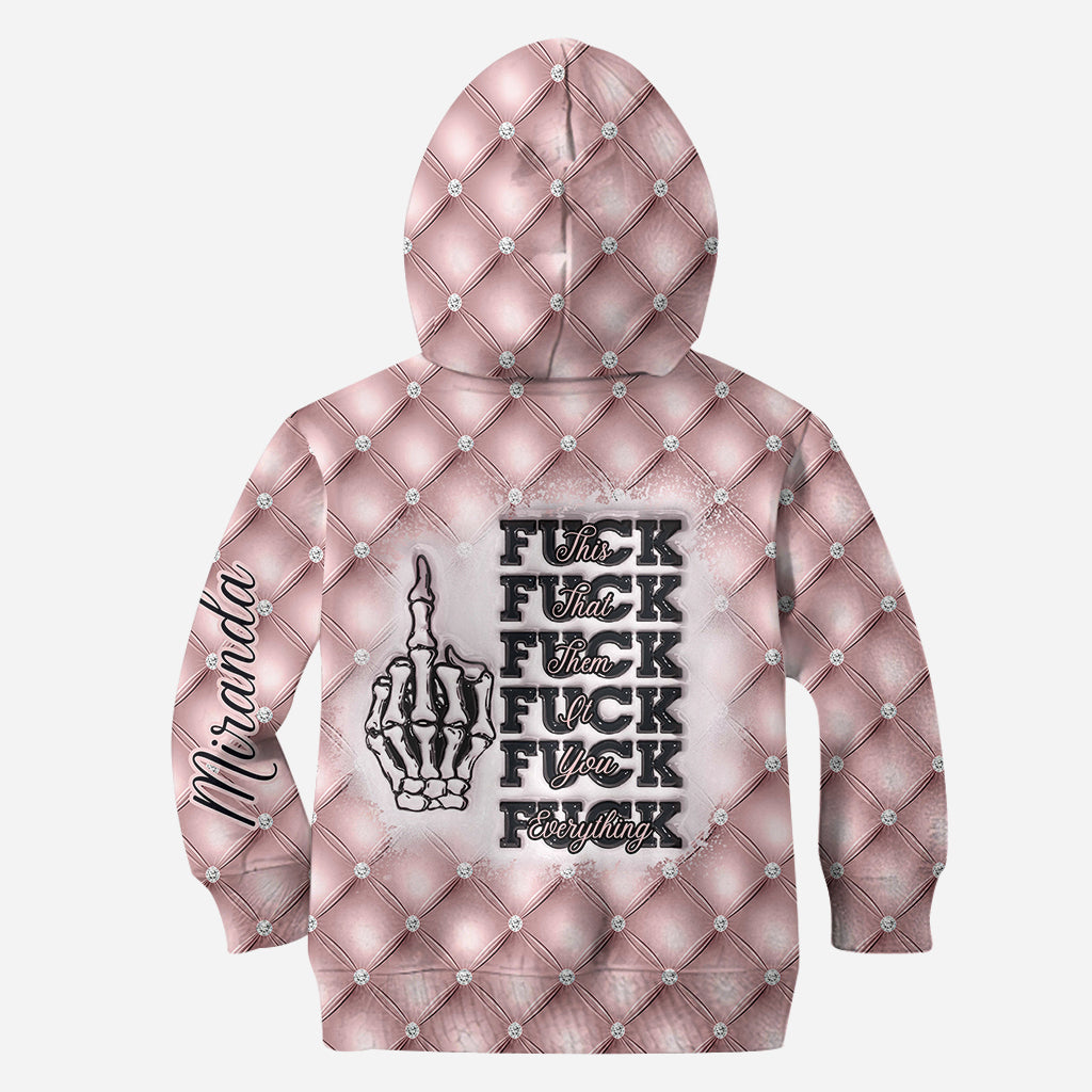 Fick dies, Fick das, Fick dich, Fick alles – Personalisierter Totenkopf-Hoodie und Leggings