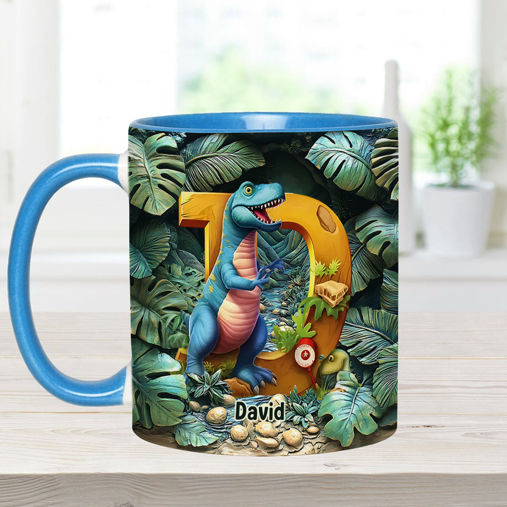 Dinosaurier-Buchstabe - Personalisierte Tasse mit Kinderakzent
