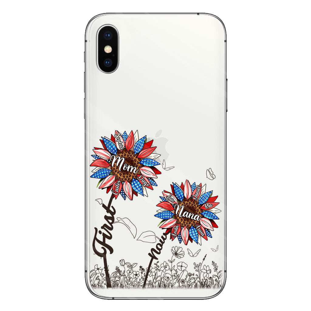 First Mom Now Grandma Sunflower Version - Personalized Grandma Clear Phone Case