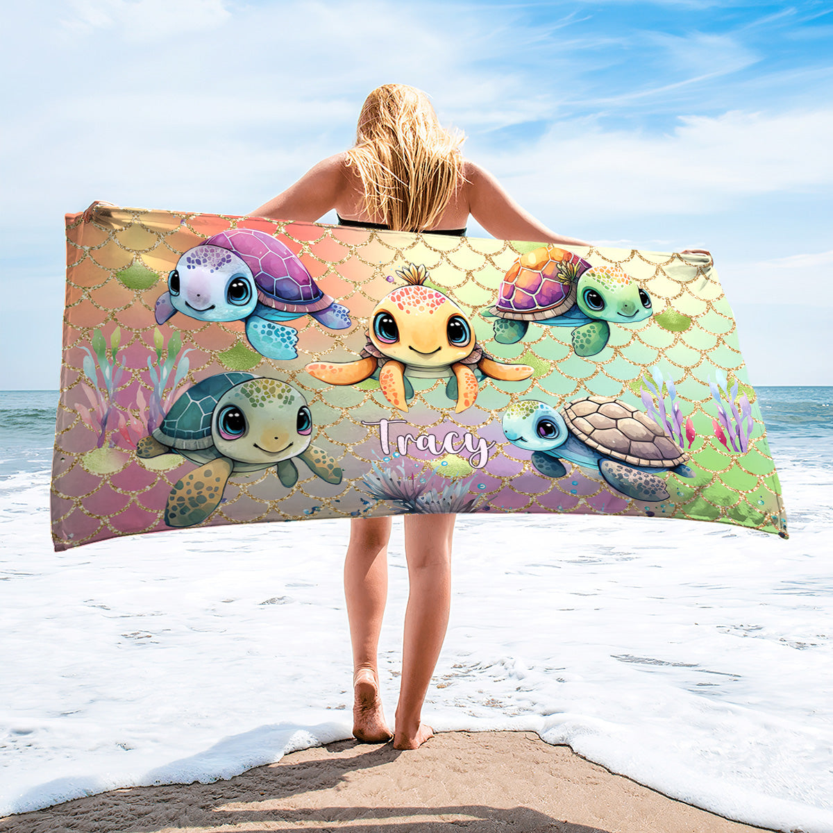 Cute Turtles - Personalized Turtle Beach Towel