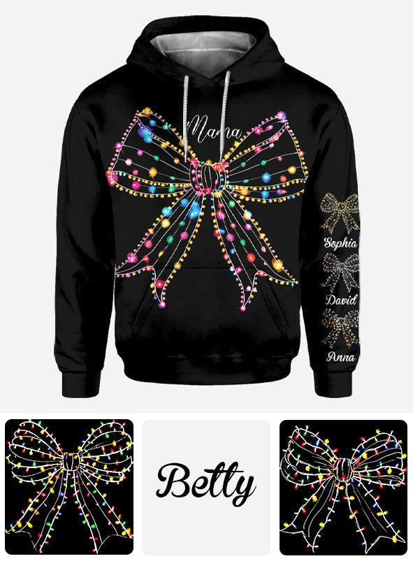 Weihnachtslichter-Schleife - Personalisiertes Mutter-Shirt