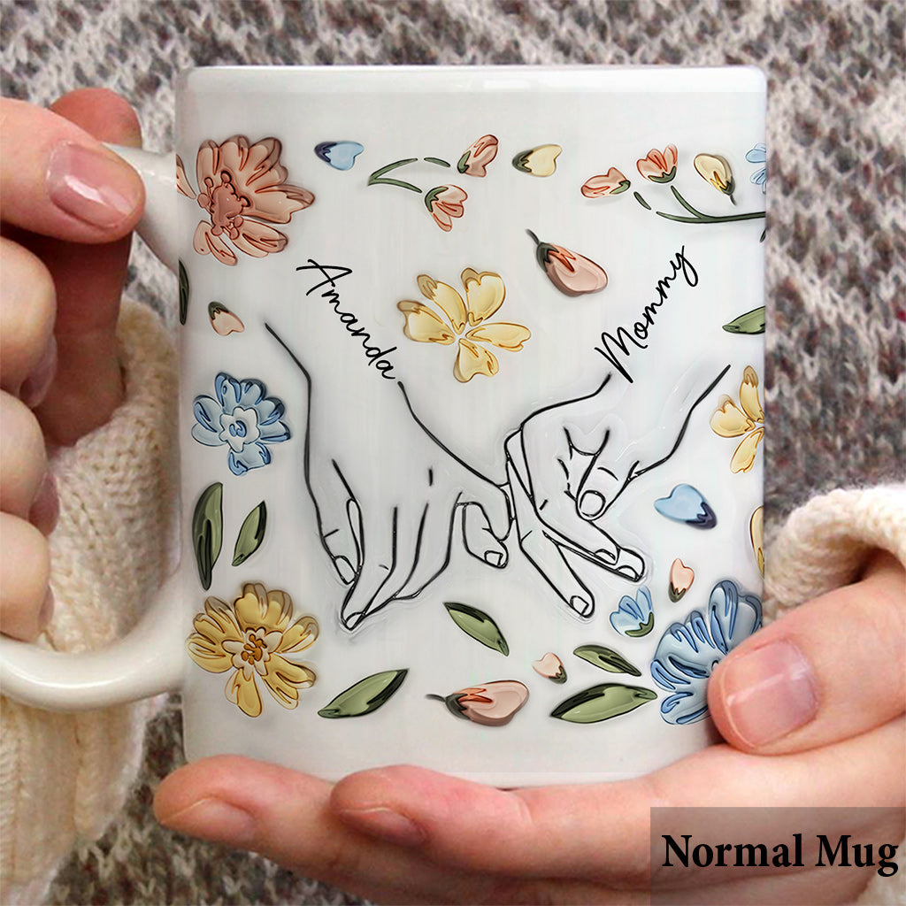 Zuerst meine Mutter, für immer meine Freundin – Personalisierte Tasse mit pastellfarbenem Blumenmuster