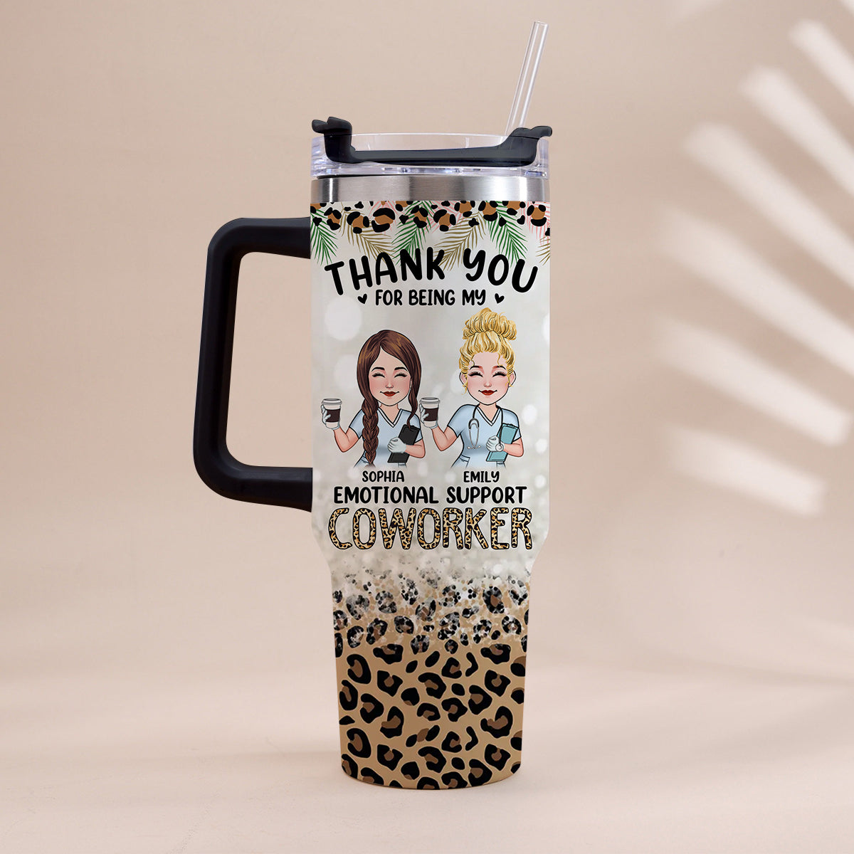 Danke, dass du meine emotionale Kollegin bist – personalisierter Pflegebecher mit Henkel