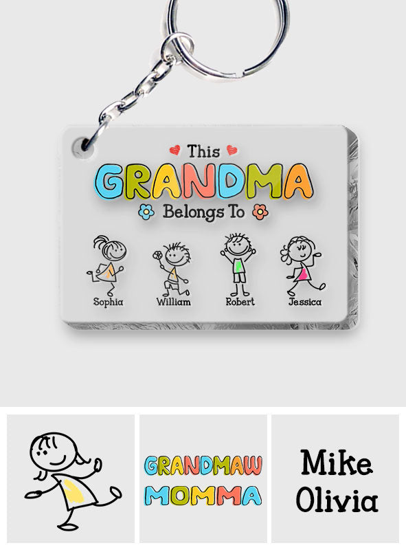 This Grandma Belongs To Drawing - Personalized Grandma Transparent Keychain