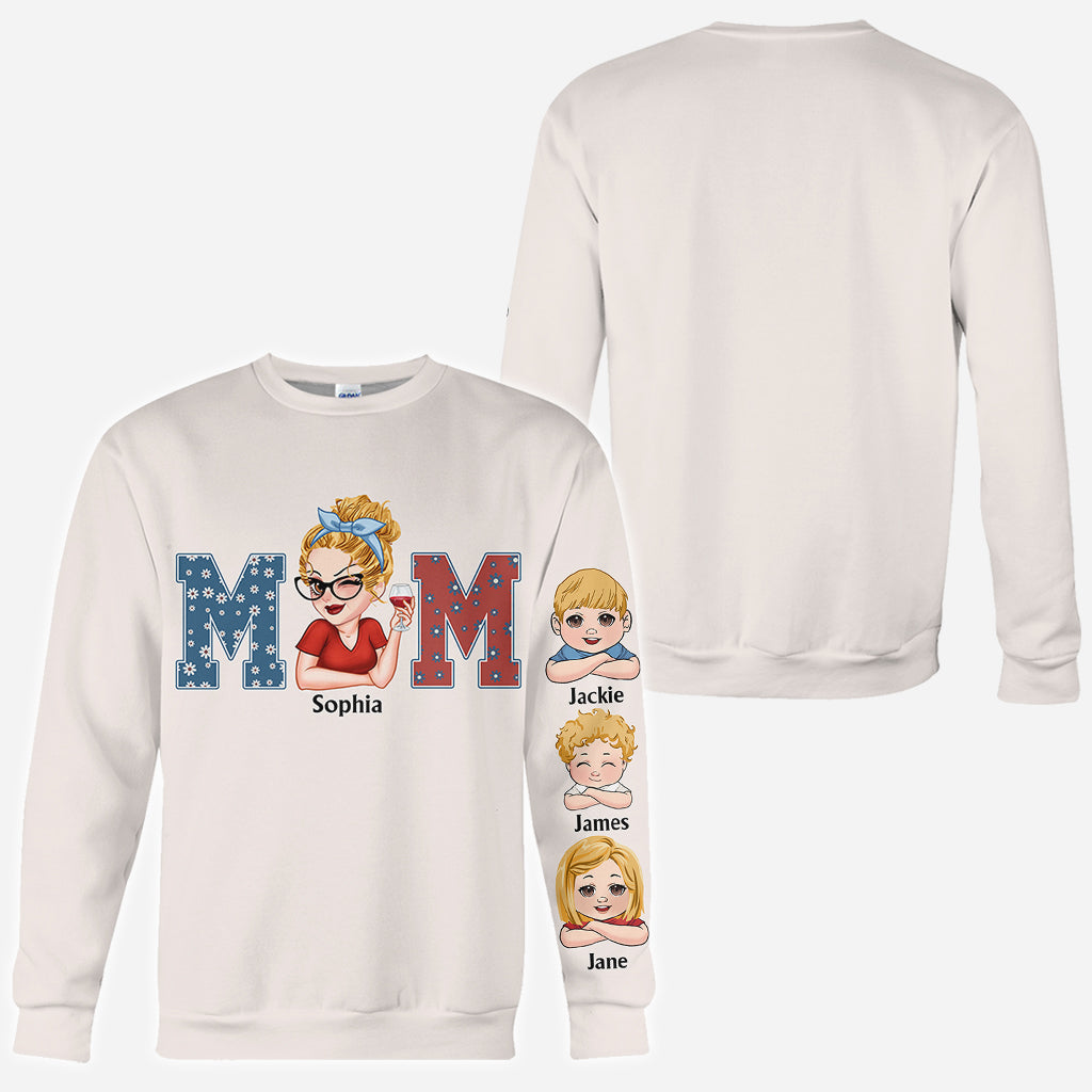 Amerikanische Mama – Beliebiger Titel – Vintage-Retro-Stil – Personalisiertes Mutter-Shirt mit Allover-Aufdruck