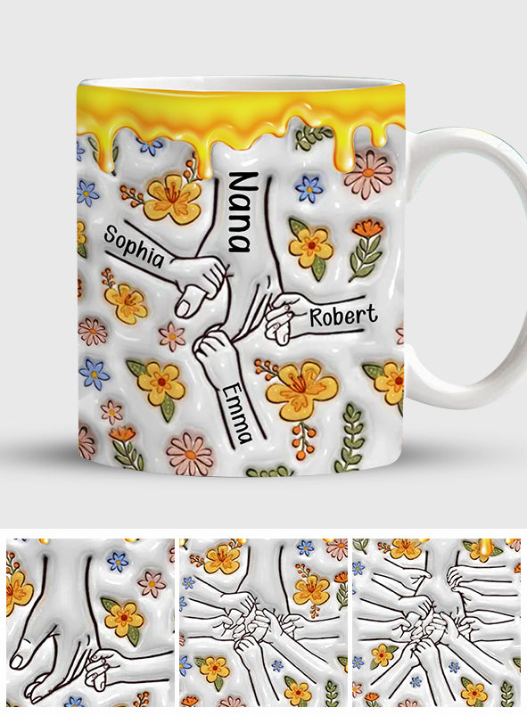 Du hältst unsere Hand – personalisierte Muttertasse