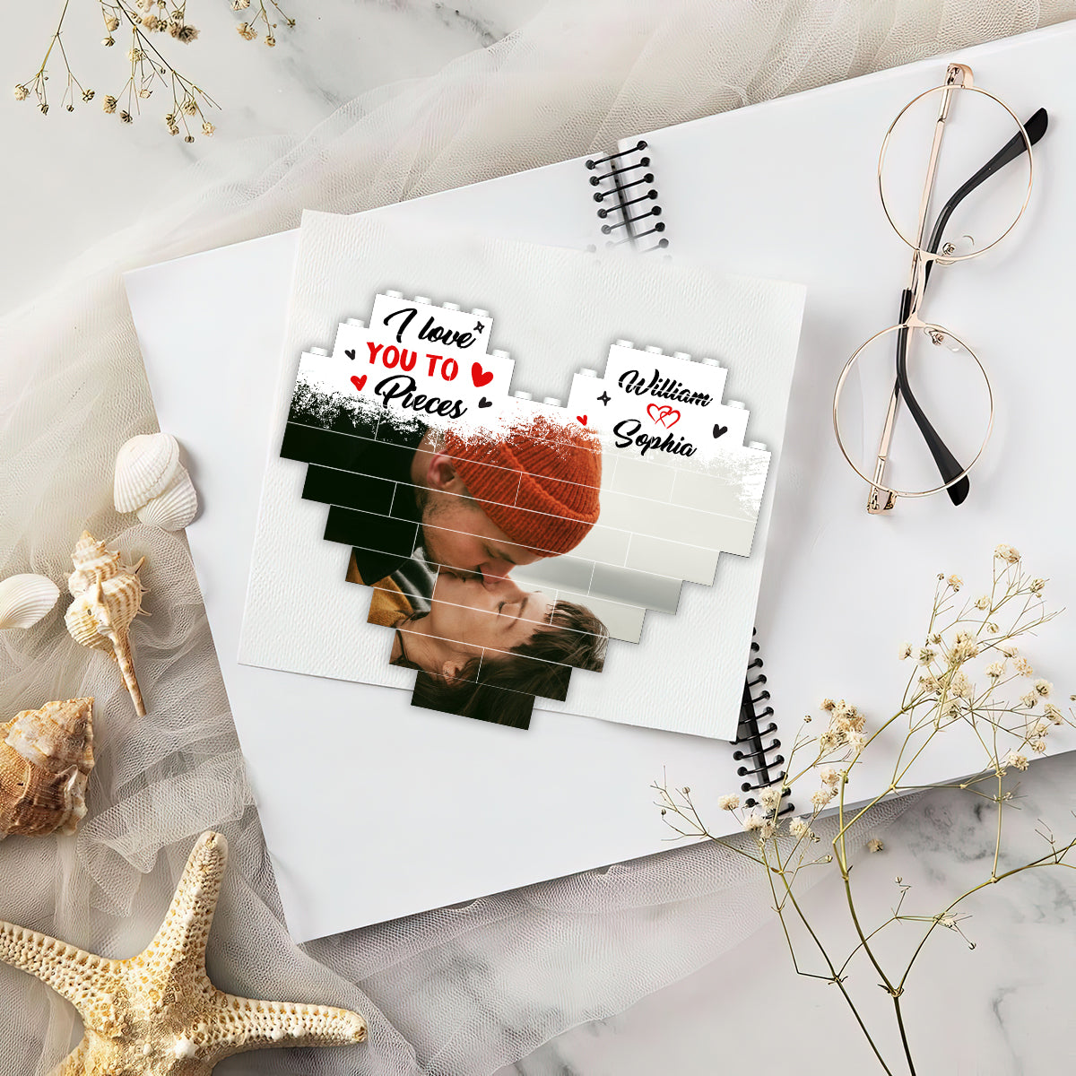 Du bist das fehlende Puzzleteil meines Herzens – Personalisierte, einseitige Herz-Bausteine ​​für Paare