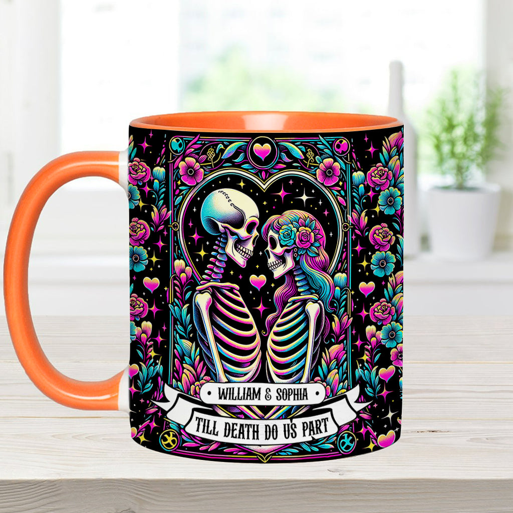Bis dass der Tod uns scheidet – Personalisierte Tasse mit Totenkopf-Akzent