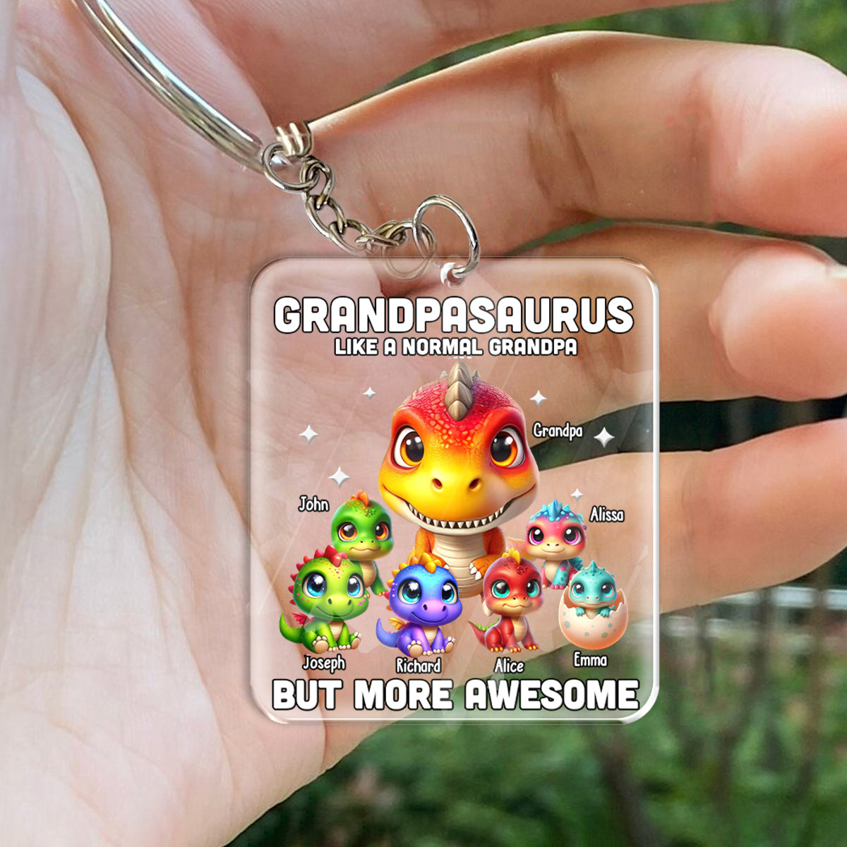 Daddysaurus Grandpasaurus 3D-Dinosaurier – Personalisierter Schlüsselanhänger für Väter