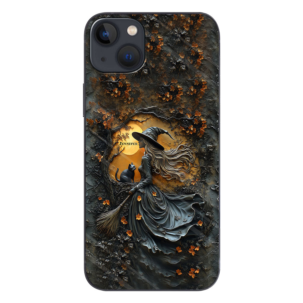 Wunderschöne Hexe & ihre schwarze Katze – personalisierte Hexen-Handyhülle