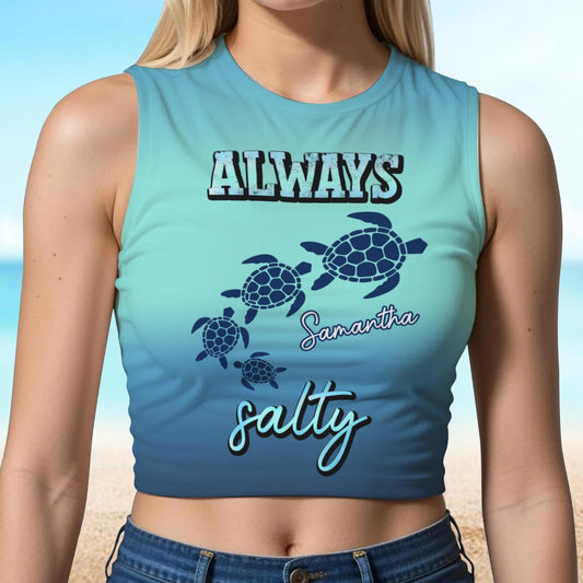 Immer salzig – personalisiertes Schildkröten-Crop-Top