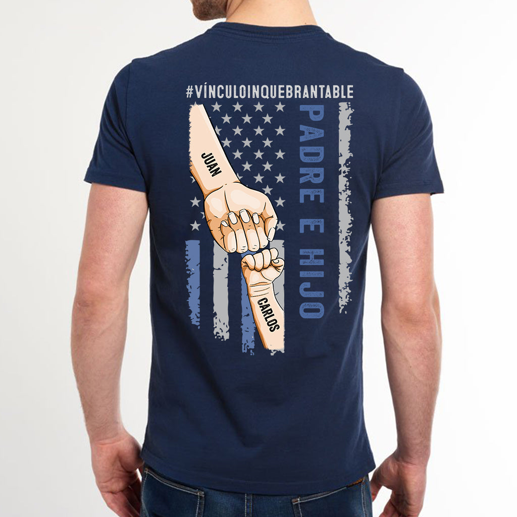 Padre E Hijos Vínculo Inquebrantable – Personalisiertes Vater-T-Shirt und Kapuzenpullover