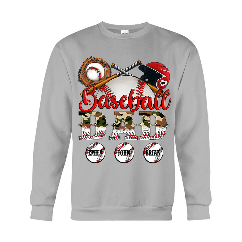 Bester Baseball-Papa aller Zeiten – Camouflage-Design – Personalisiertes Vater-T-Shirt und Hoodie