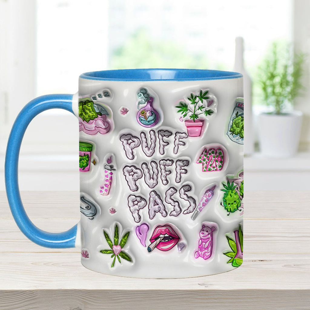 Puff Puff Pass Aufblasbarer 3D-Becher mit personalisiertem Weed-Motiv