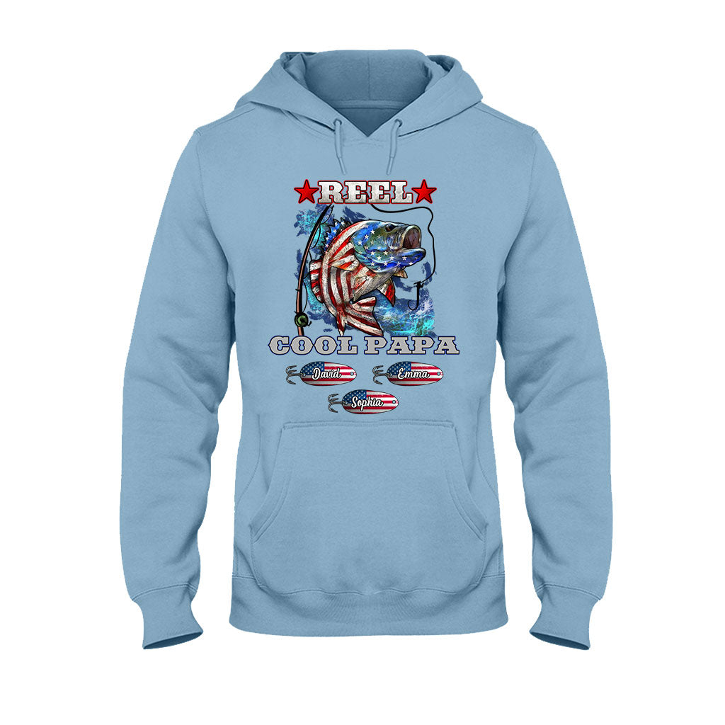 Reel Cool Papa Dad Uncle - Personalisiertes Angel-T-Shirt und Hoodie