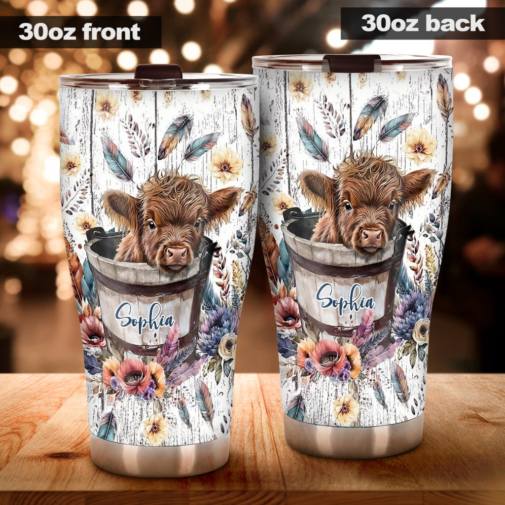 Hochlandkalb im Eimer - personalisierter Becher