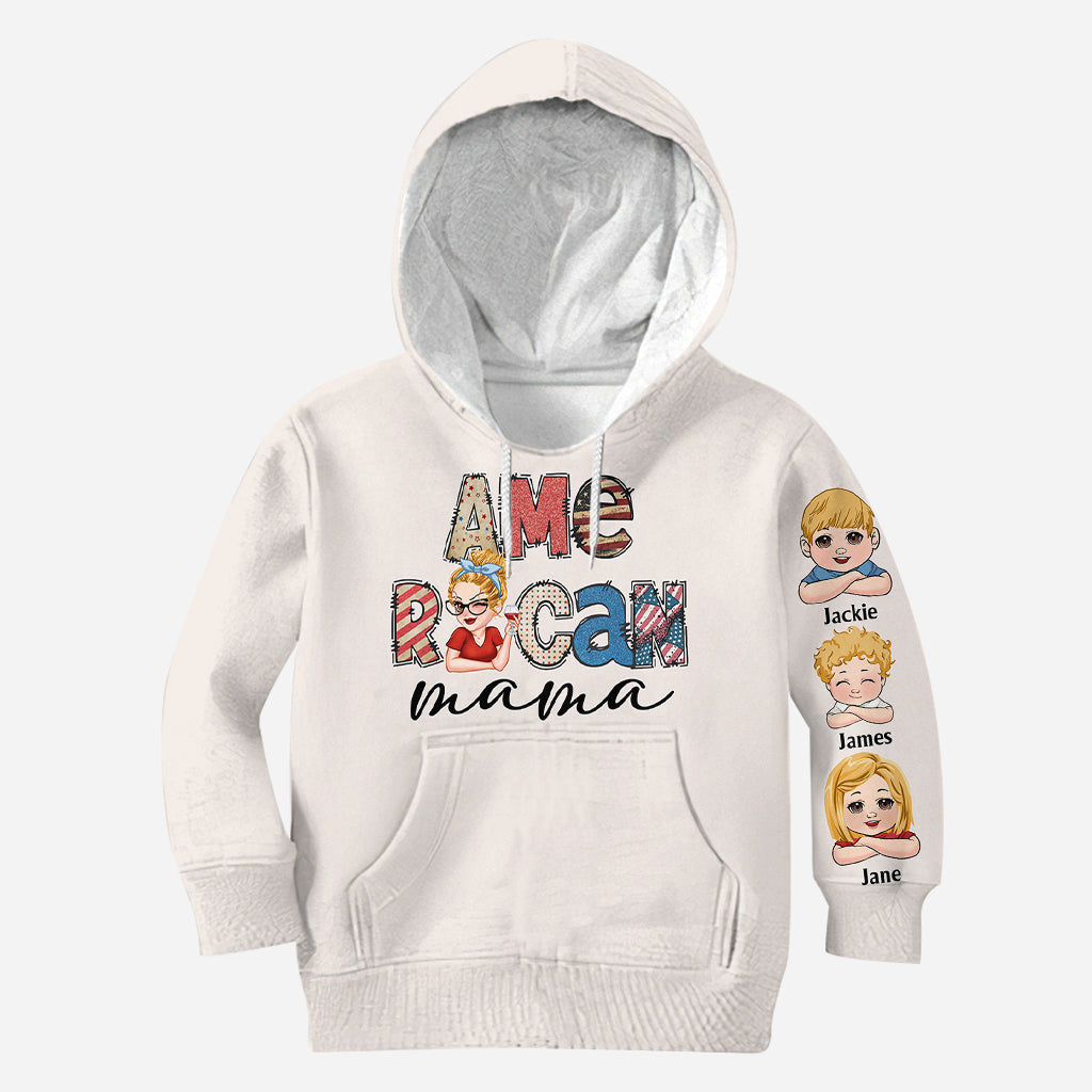 Amerikanische Mama – Beliebiger Titel – Vintage-Retro-Stil – Personalisiertes Mutter-Shirt mit Allover-Aufdruck