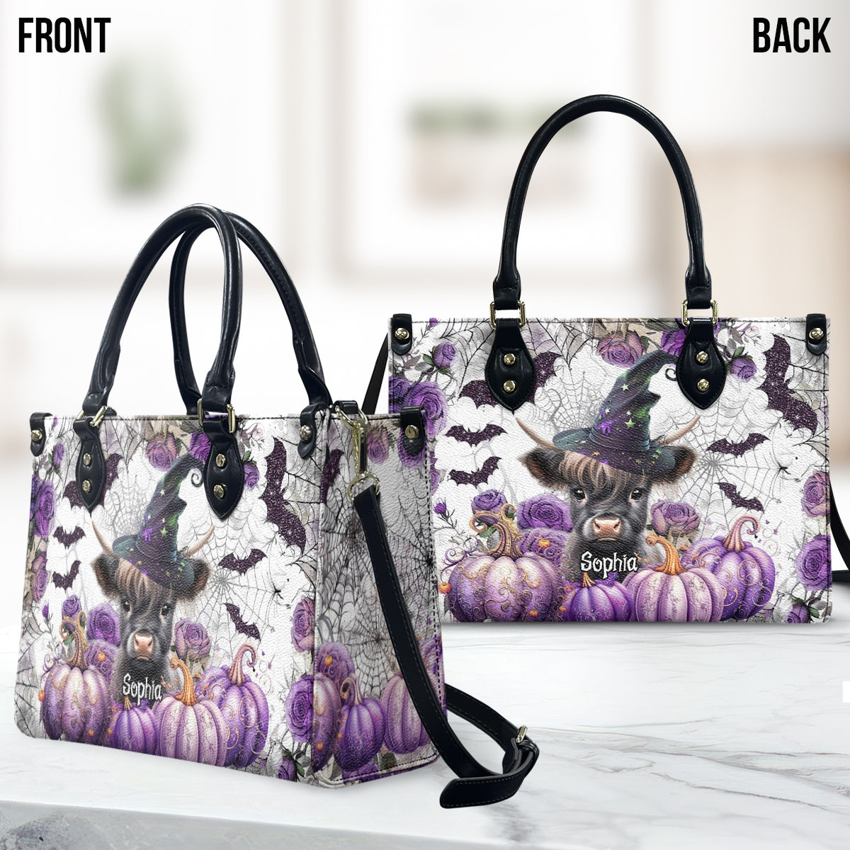 Eine kleine Hexe – personalisierte Lederhandtasche