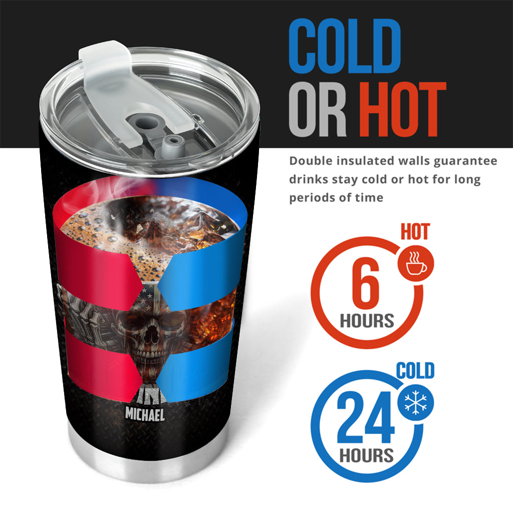 Amerikanische Flagge Skelett - Personalisierter Totenkopf-Trinkbecher