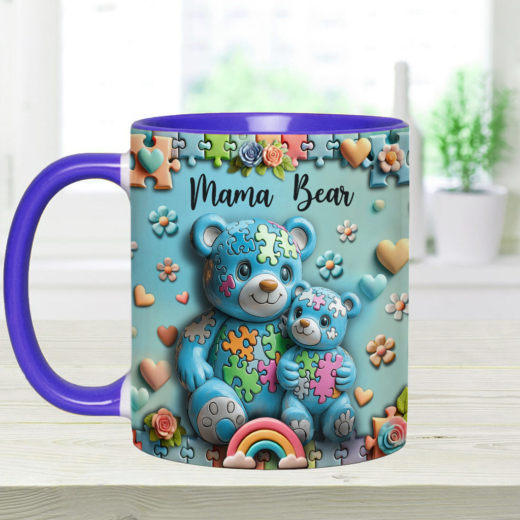 Mama Bär – Personalisierte Tasse mit Akzent für Autismus-Bewusstsein