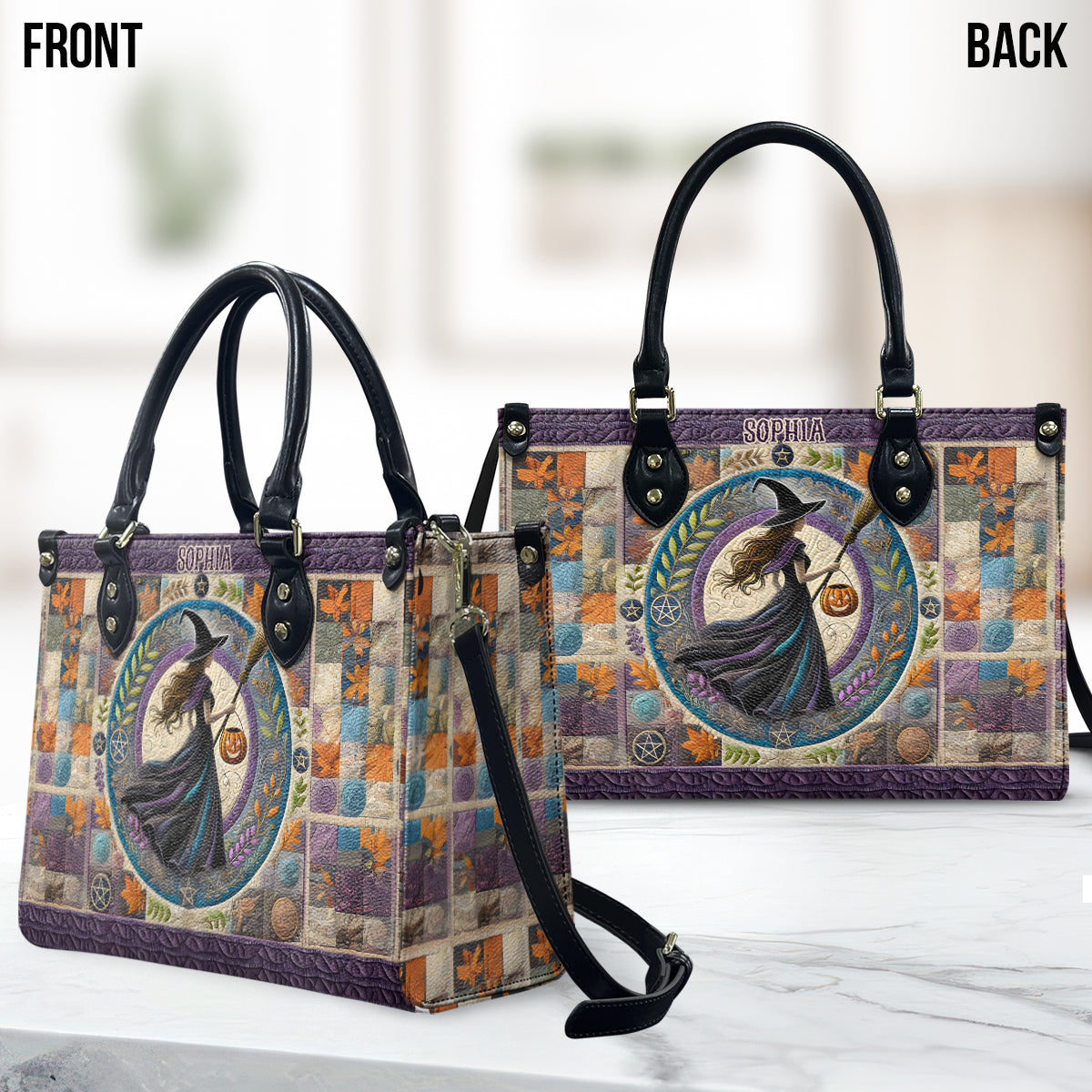 Wunderschöne Hexe – personalisierte Hexen-Lederhandtasche