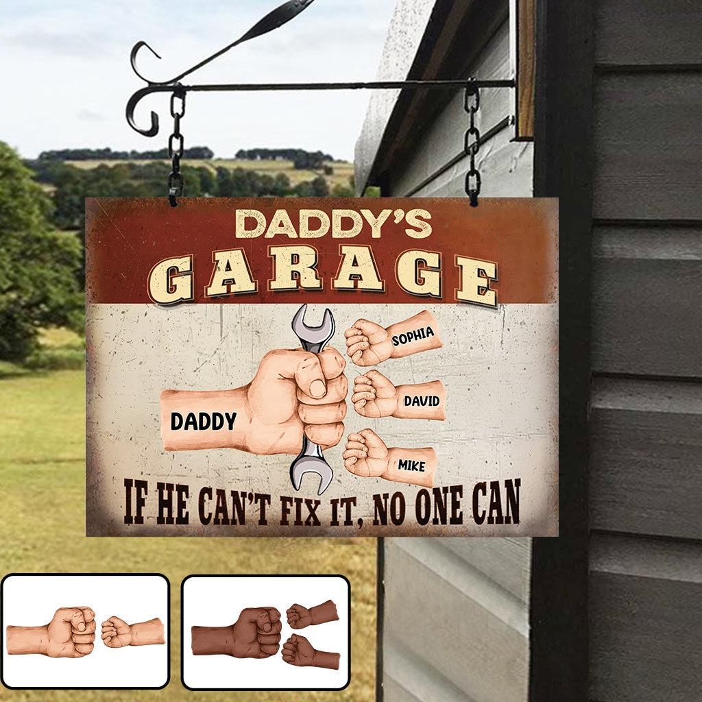 Daddy's Garage - Personalisiertes rechteckiges Metallschild für Väter