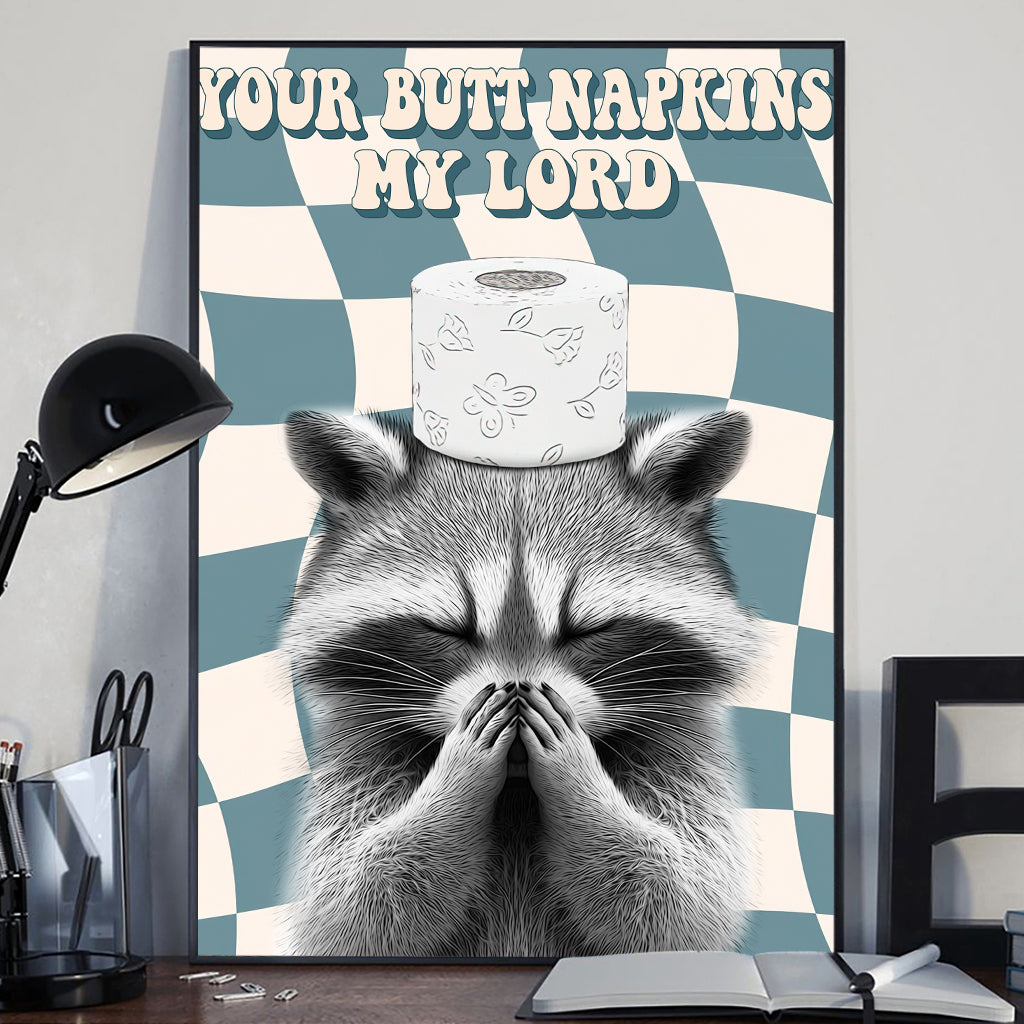 Deine Serviette, mein Herr – Personalisierte Waschbär-Leinwand und Poster