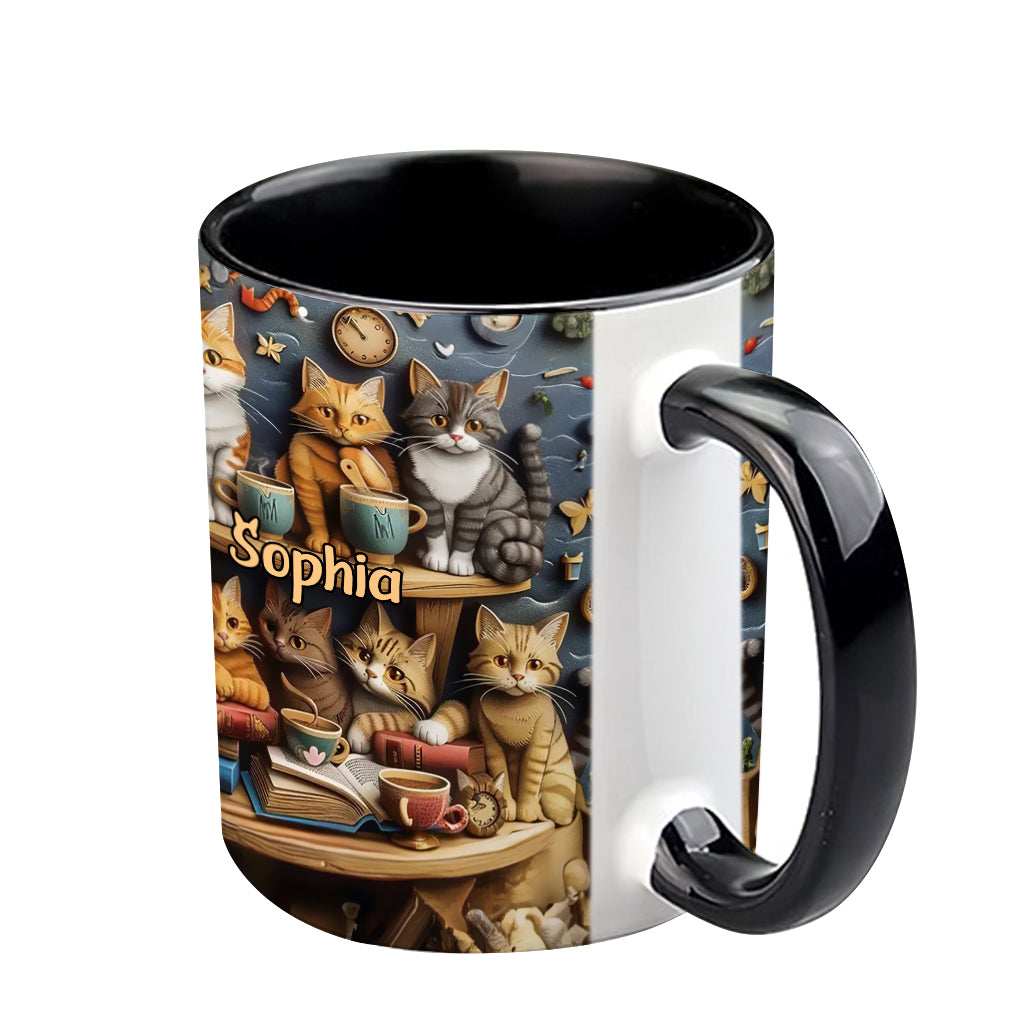 Einfach Katzen lieben – Personalisierte Tasse im Vintage-Stil mit Katzenmotiv