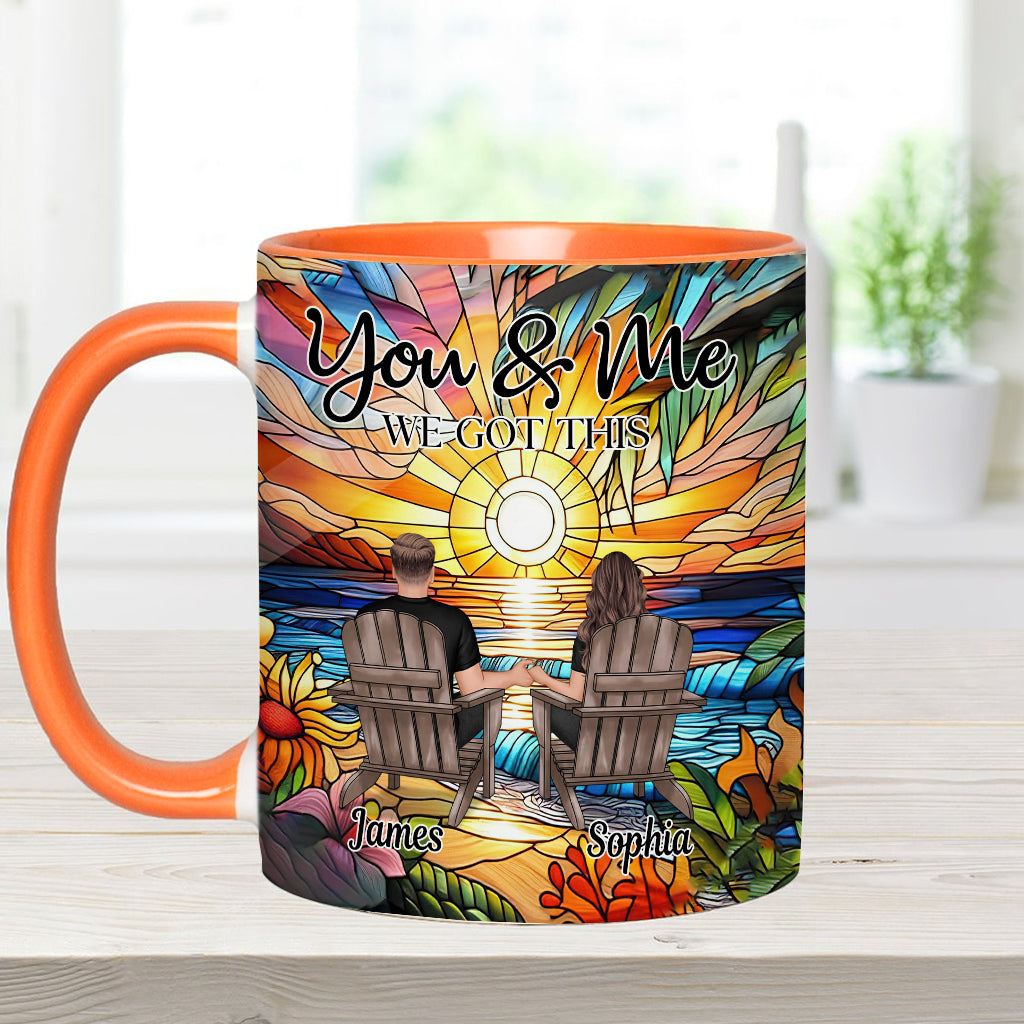 „Du und ich, wir schaffen das“ – personalisierte Tasse für Paare